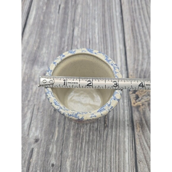Vintage Small Crock with Apple & Spongware Pattern 3" - Picture 9 of 10
